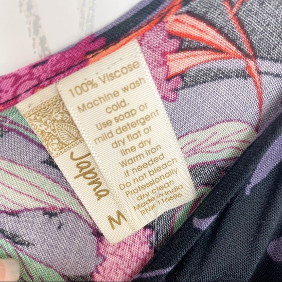 JAPNA Spaghetti Strap Floral Tank Top Pom Pom Trim - Picture 9 of 10